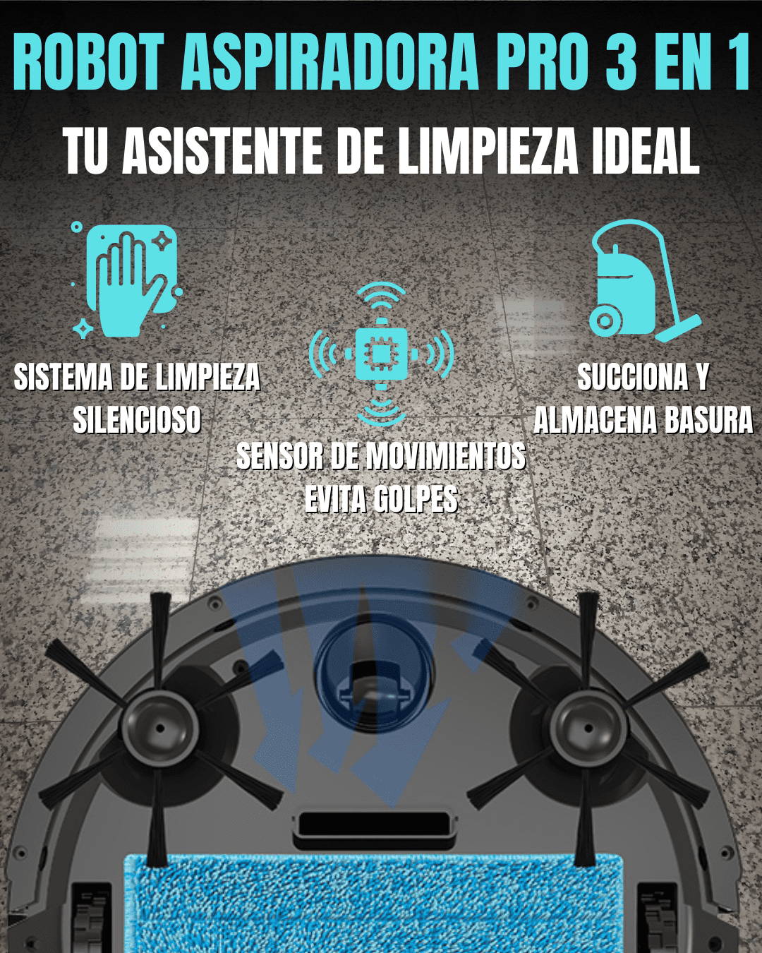 ASPRABOT - Aspiradora Robot Inteligente 3 en 1